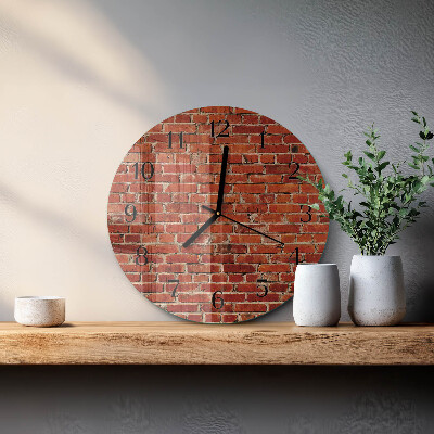 Wanduhr glas rund Ziegelmauer