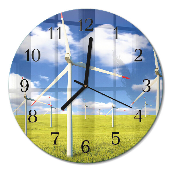 Wanduhr glas rund Windpark