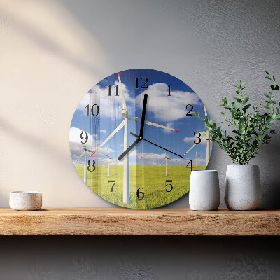 Wanduhr glas rund Windpark