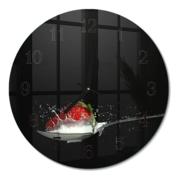 Glas wanduhr mit motiv rund Erdbeere
