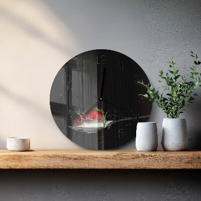 Glas wanduhr mit motiv rund Erdbeere