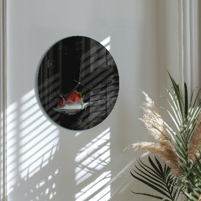 Glas wanduhr mit motiv rund Erdbeere