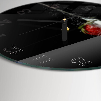 Glas wanduhr mit motiv rund Erdbeere