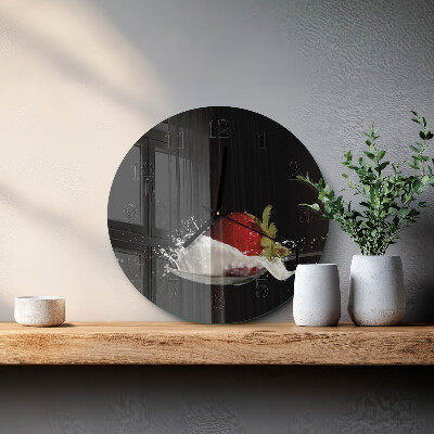 Runde wanduhr aus glas Erdbeere