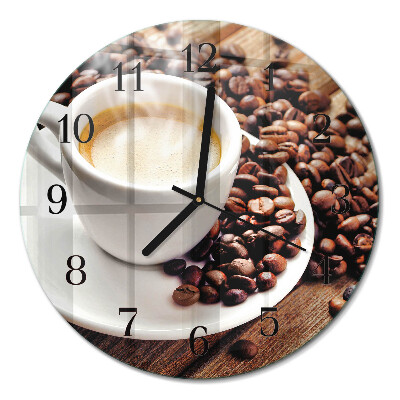 Glas wanduhr mit motiv rund Eine Tasse Kaffee