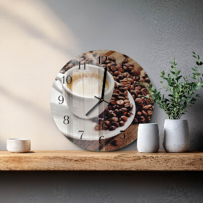 Glas wanduhr mit motiv rund Eine Tasse Kaffee