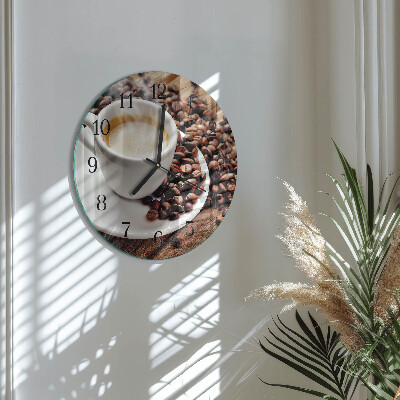 Glas wanduhr mit motiv rund Eine Tasse Kaffee