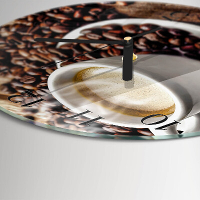 Glas wanduhr mit motiv rund Eine Tasse Kaffee