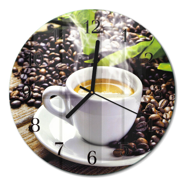 Wanduhr glas rund Eine Tasse Kaffee