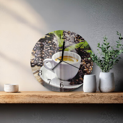 Wanduhr glas rund Eine Tasse Kaffee