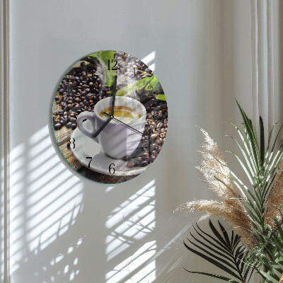 Wanduhr glas rund Eine Tasse Kaffee