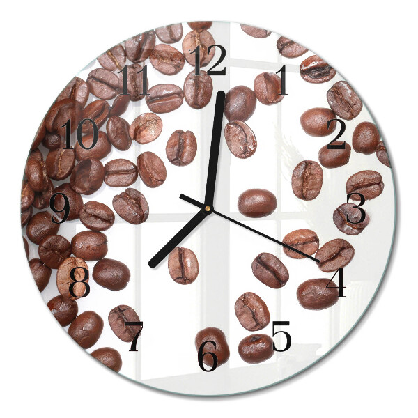 Runde wanduhr aus glas Kaffeebohnen