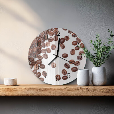 Runde wanduhr aus glas Kaffeebohnen