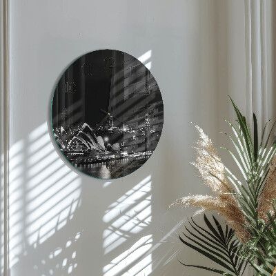 Runde wanduhr aus glas Sydney Horizon