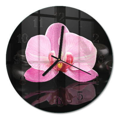 Glas wanduhr mit motiv rund Orchidee