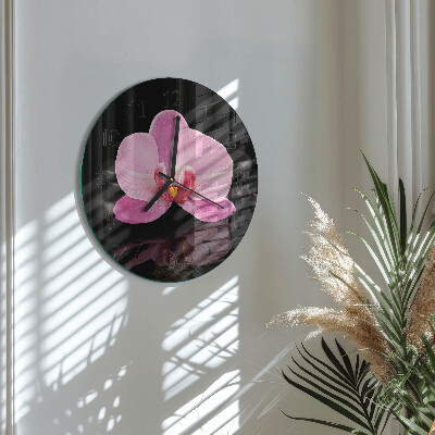 Glas wanduhr mit motiv rund Orchidee