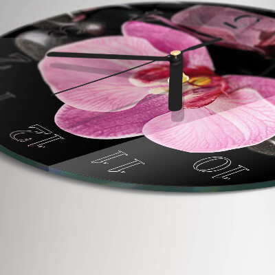 Glas wanduhr mit motiv rund Orchidee