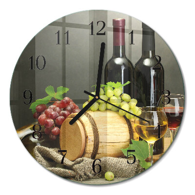 Wanduhr glas rund Trauben für Wein