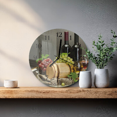 Wanduhr glas rund Trauben für Wein