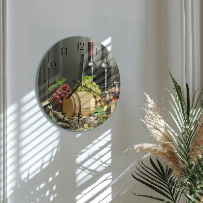 Wanduhr glas rund Trauben für Wein