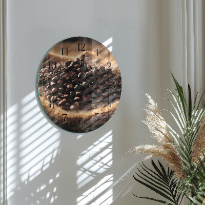 Glas wanduhr mit motiv rund Kaffeebohnen