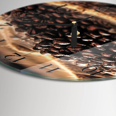 Glas wanduhr mit motiv rund Kaffeebohnen