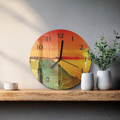 Runde wanduhr aus glas Brücke