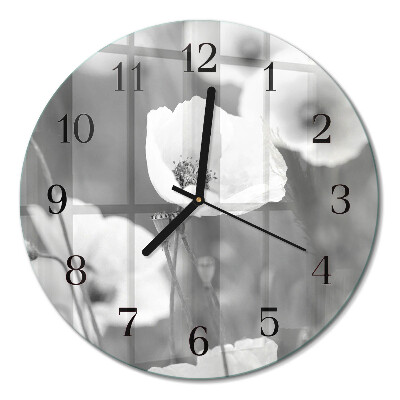 Runde wanduhr Mohnblumen