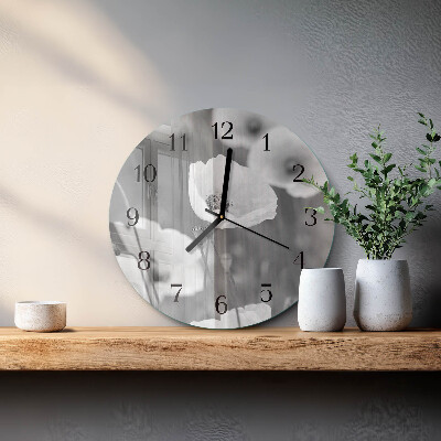Runde wanduhr Mohnblumen