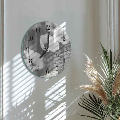 Runde wanduhr Mohnblumen