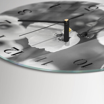 Runde wanduhr Mohnblumen