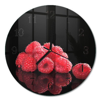 Runde wanduhr aus glas Himbeeren