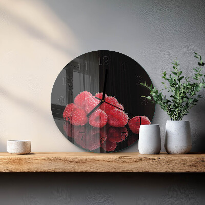 Runde wanduhr aus glas Himbeeren