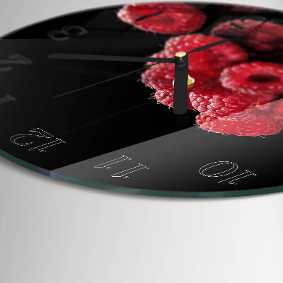 Runde wanduhr aus glas Himbeeren