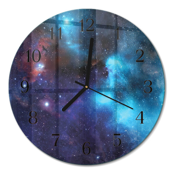 Runde wanduhr aus glas Sternenhimmel