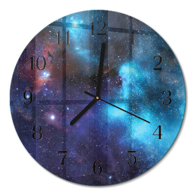 Runde wanduhr aus glas Sternenhimmel