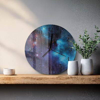 Runde wanduhr aus glas Sternenhimmel