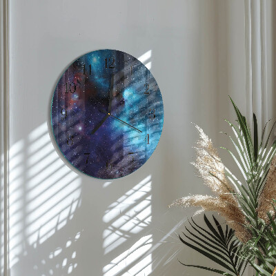 Runde wanduhr aus glas Sternenhimmel