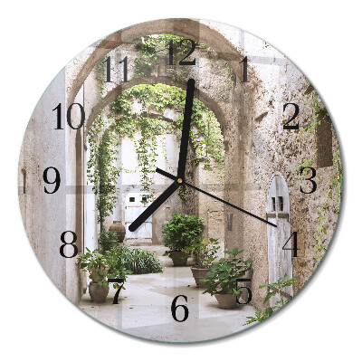 Wanduhr glas rund Pflanzenallee