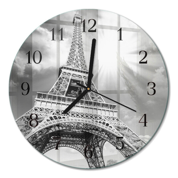 Wanduhr glas rund Eiffelturm Paris