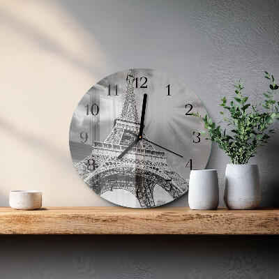 Wanduhr glas rund Eiffelturm Paris