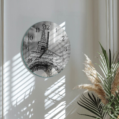 Wanduhr glas rund Eiffelturm Paris