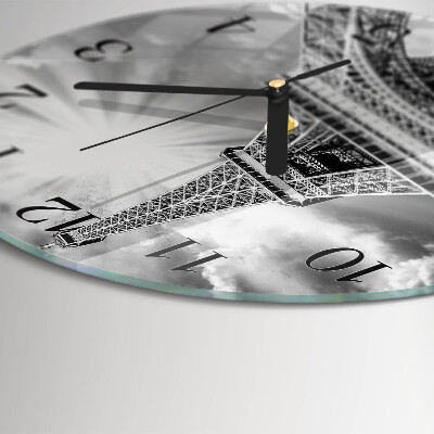 Wanduhr glas rund Eiffelturm Paris