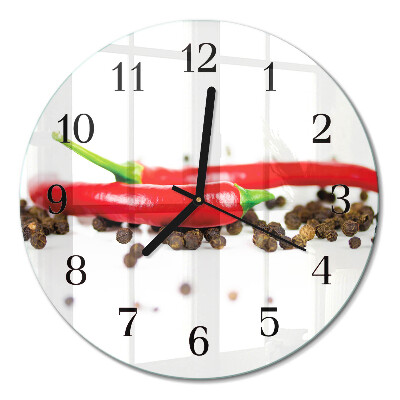 Runde wanduhr aus glas Pfefferkörner