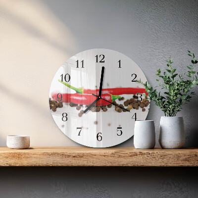 Runde wanduhr aus glas Pfefferkörner