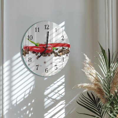 Runde wanduhr aus glas Pfefferkörner