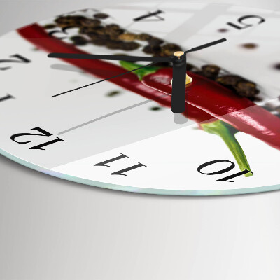 Runde wanduhr aus glas Pfefferkörner