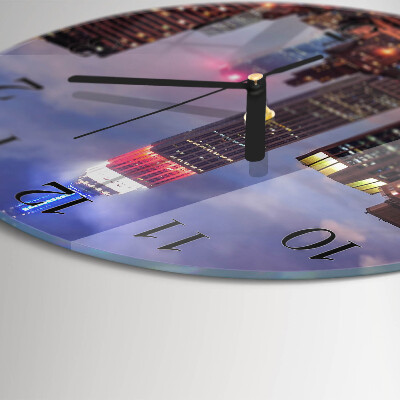 Runde wanduhr aus glas Horizont