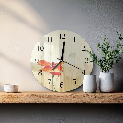 Glas wanduhr mit motiv rund Mohn