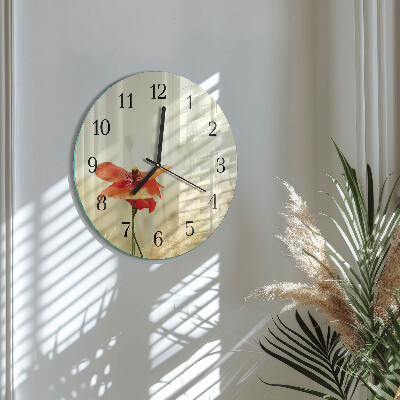 Glas wanduhr mit motiv rund Mohn